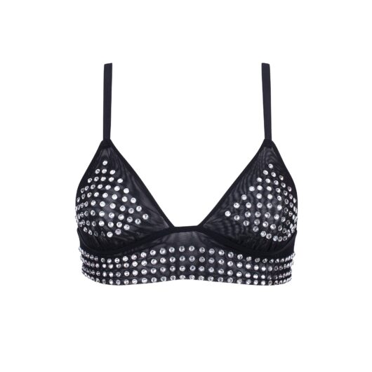 Bluebella BB x Ashish Silver Diamante Satin and Mesh Soft Bralette - L