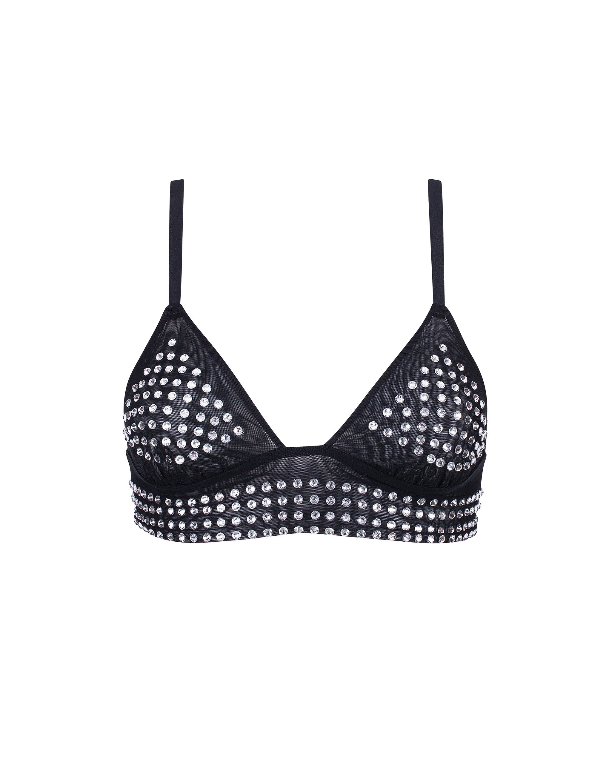 Bluebella BB x Ashish Silver Diamante Satin and Mesh Soft Bralette - L