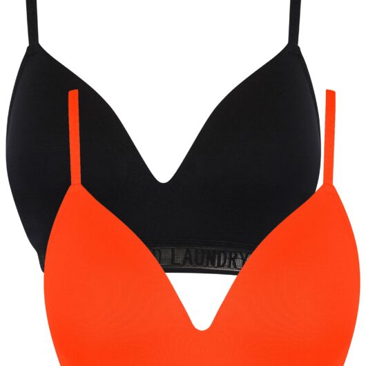 Bra Misha Non-Wired Full Cup Soft Padded (2 Pack) Sports Style Bra in Jet Black / Fiery Red / M - Tokyo Laundry