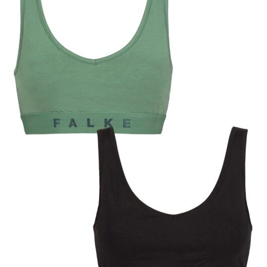 Women's 2 Pack Falke Daily Comfort Cotton Bralette Green and Black XL