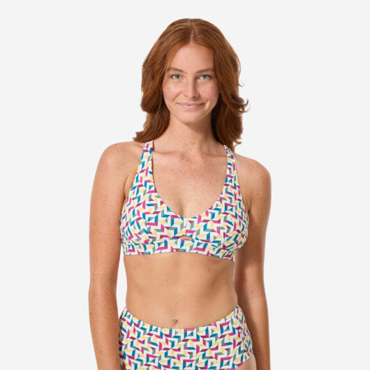 Women's Surfing Bralette Bikini Top - Agatha Mosaic Beige