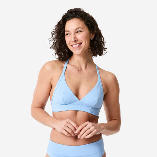 Women's Surfing Textured Bralette Bikini Top - Bea Venice Sky Blue