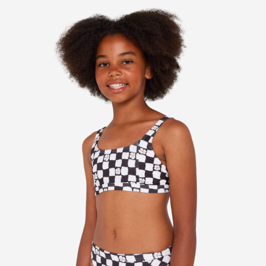 Girl's Adjustable Bralette Swimsuit Top - 500 Nora Black And White