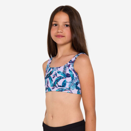 Girl's Swimsuit Top Adjustable Bralette Floral - 500 Nora Purple