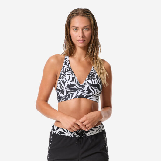 Women's Surfing Bralette Bikini Top - Ana Black And White